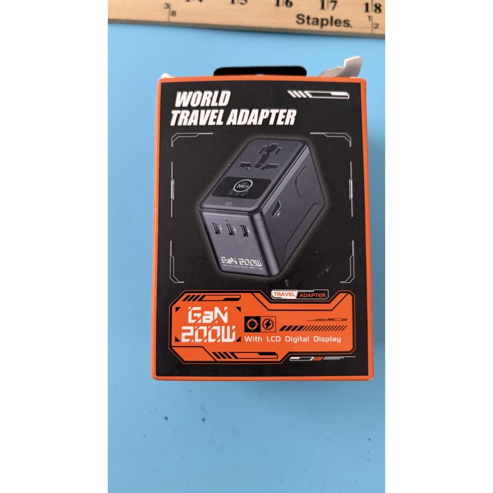 MX 200W GaN Universal travel adapter with LCD digital display